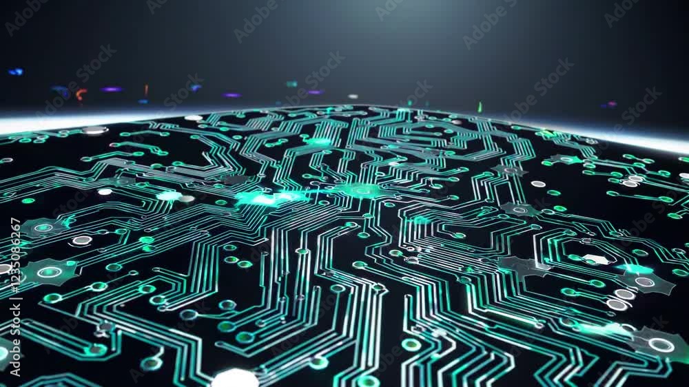 Aufkleber abstract digital technology circuit pattern with glowing effects