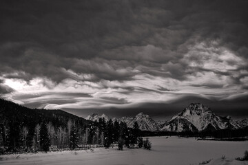Mountain wave clouds over Mt Moran; Grand Teton NP; Wyoming 