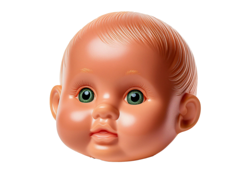 plastic toy doll head isolated