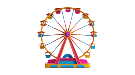 attraction ferris wheel isolated on transparent background, png file	