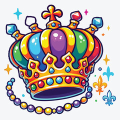 Mardi Gras King Crown Cartoon Colored Clipart stock illustration