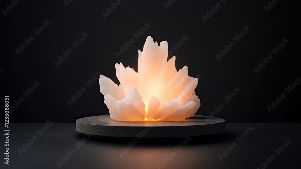 Poster surreal rendering of dessert platter with artistic sugar sculptures softly illuminated against dark 