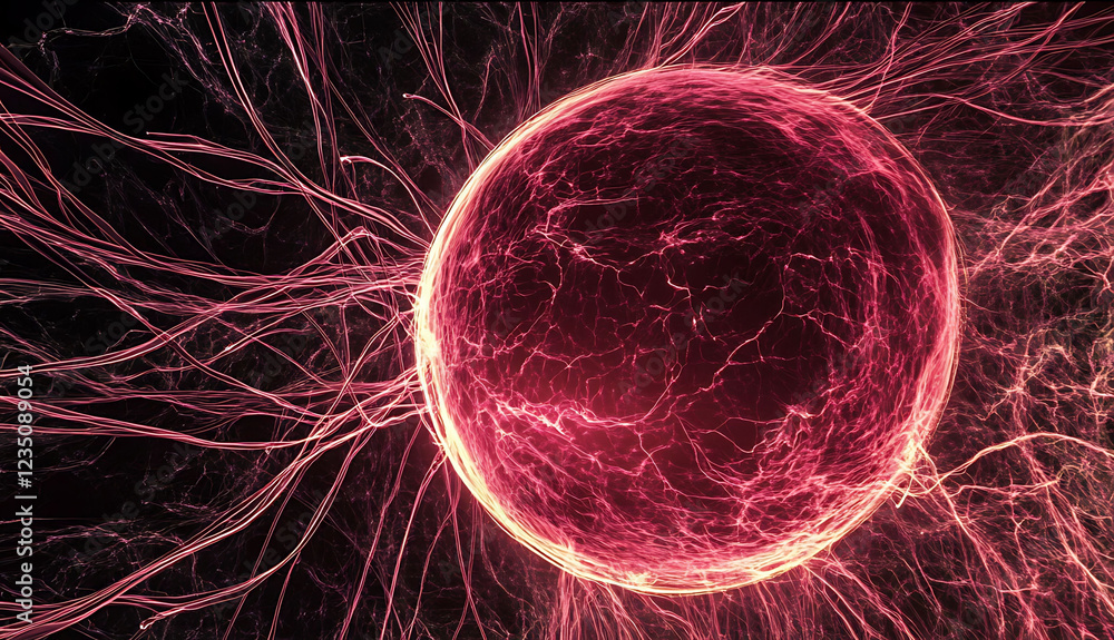 Aufkleber stunning abstract image of a glowing sphere enveloped in a network of energy. perfect for science fi