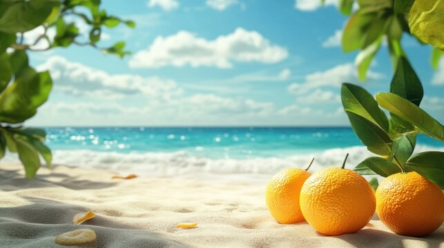 Tropical beach oranges summer vacation idyllic scene - Powered by Adobe