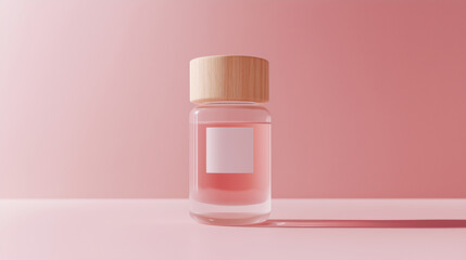 Perfume Bottle on Soft Pink Pastel Background
