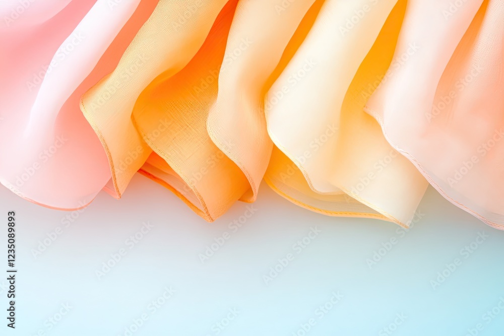 Poster vibrant flat lay of textured fabrics blending into each other in gradient color arrangement illumina