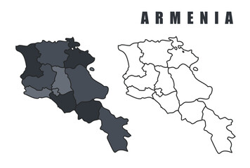 Armenia country map simple flat outline vector illustration set