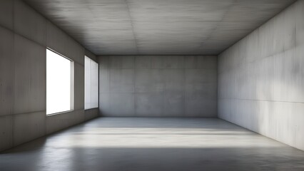 This stock image features a sophisticated, upscale concrete interior with a blank, shadowy, and abstract space as the backdrop.