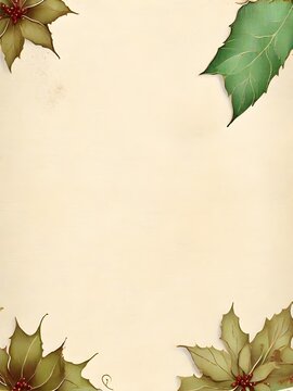 Retro-style beige background with poinsettia bush highlights