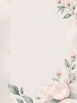 Vintage-style background with rose bush border frame