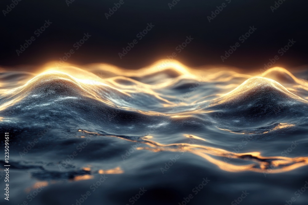 Poster waves illuminated by soft light create a serene and mesmerizing atmosphere at dusk