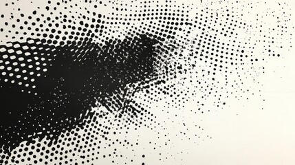 Abstract Halftone Dot Pattern Background: Black and White Ink Splashes
