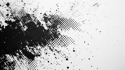 Fototapeta premium Abstract Black Ink Splatter and Halftone Texture Background