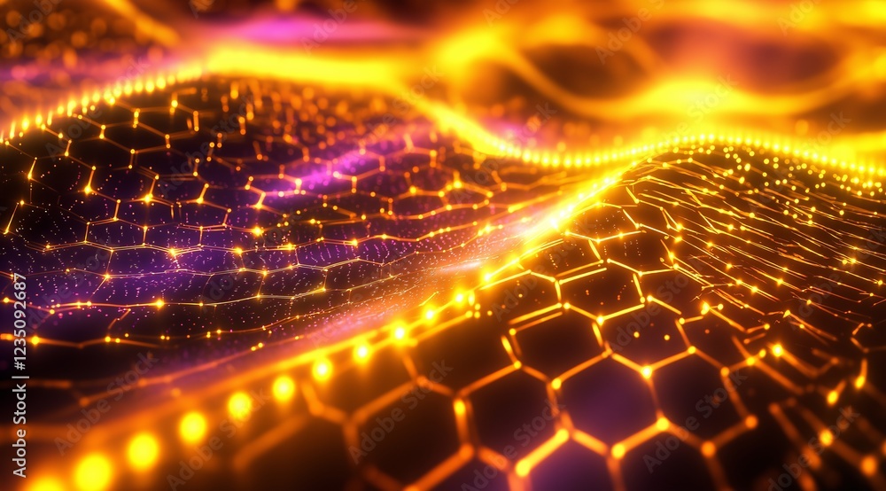 Poster a beauty futuristic abstract background in a high-tech style. shining lines and patterns resembling 