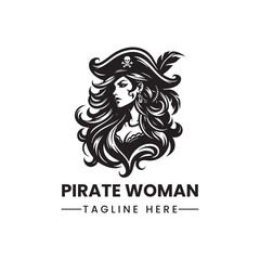 lady woman Pirate girl logo vector illustration