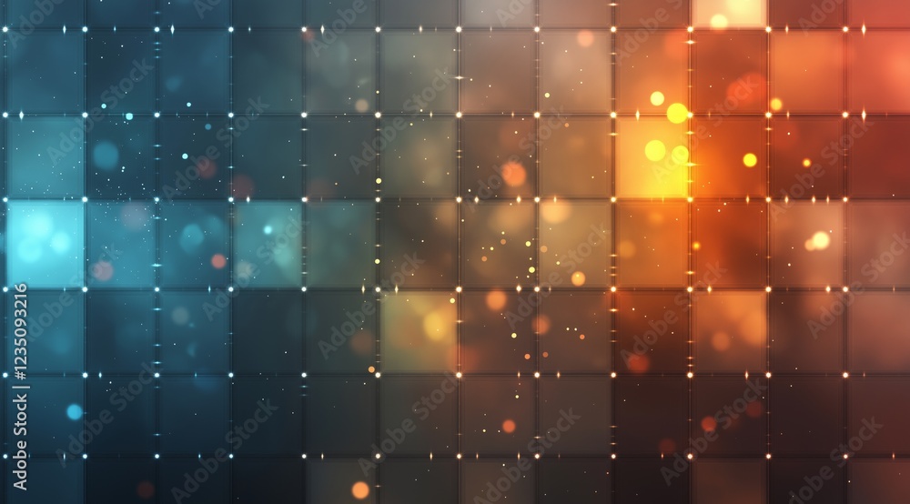 Poster technological and attractive background with geometric patterns and neon colors