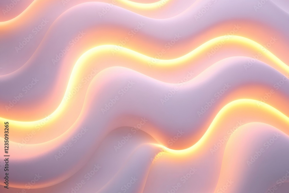 Poster abstract waves with warm light creating a soothing visual effect in a modern setting