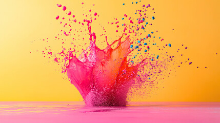 A Vibrant Water Splash Artwork Combined with a Colorful and Engaging Background Scene