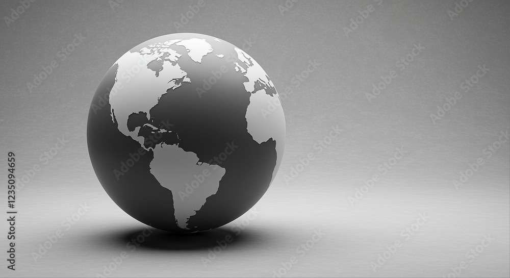 Poster globe with world map. globe with world map in gray color. world globe on gray background