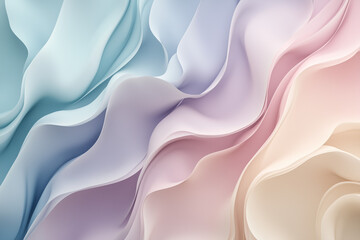 A soft, flowing abstract background with pastel shades of pink, blue, and white. Wavy, layered textures create a dreamy, ethereal effect, perfect for design, branding, or artistic projects