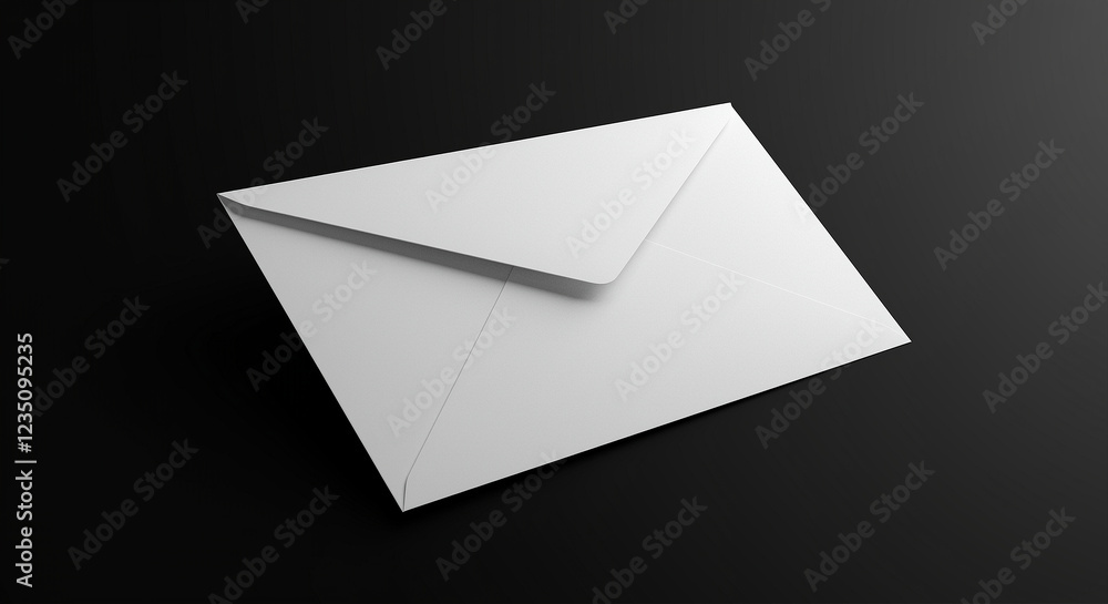 Poster white envelope on a dark background. white envelope with a simple graphic design