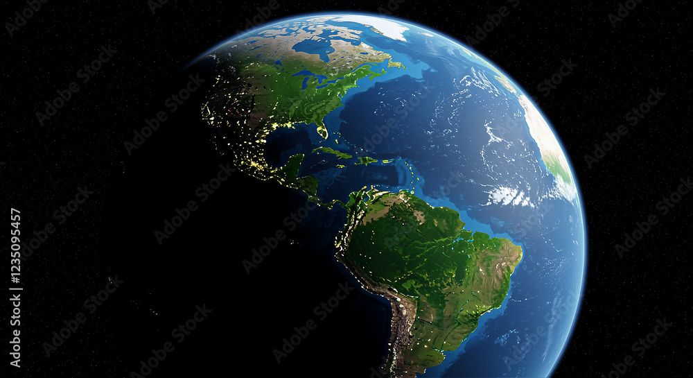 Aufkleber earth planet view from space. earth planet with continents and oceans. view of earth from space with