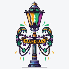 Mardi Gras Street Lamp Sign stock illustration