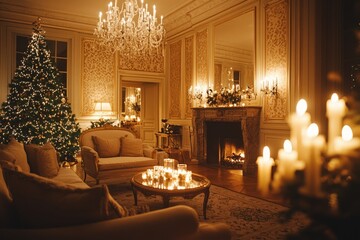 Christmas Eve in a grand, candlelit room.