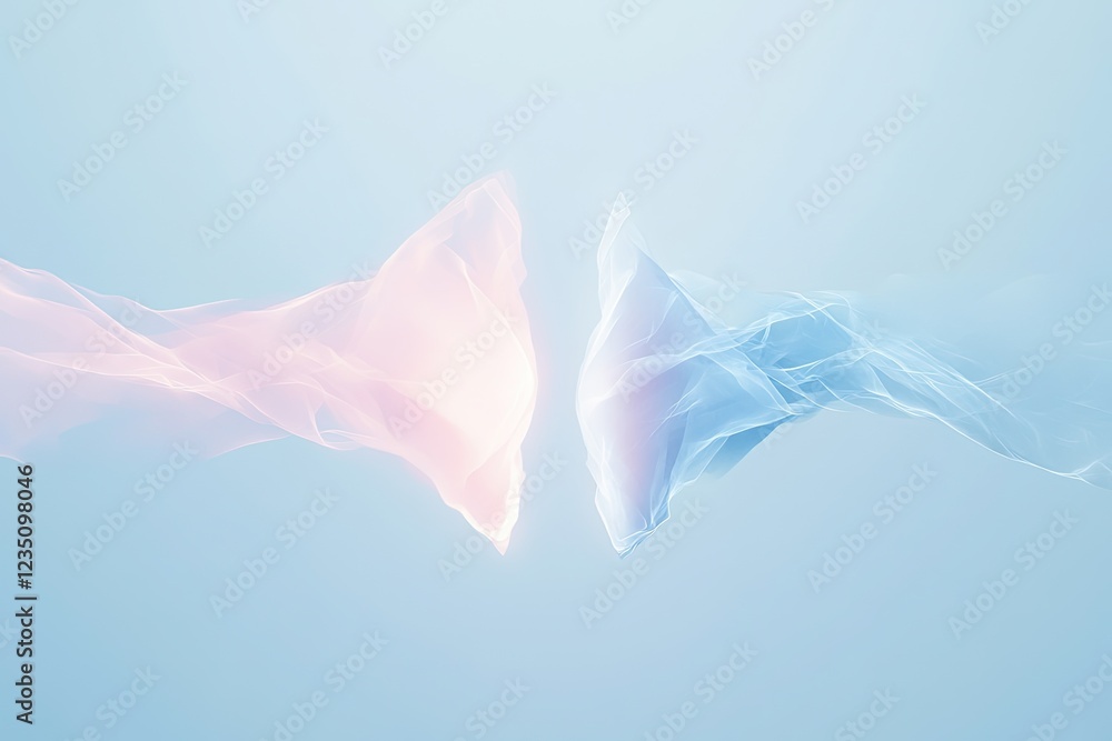Aufkleber two abstract figures in opposing colors one jagged and one smooth blending into glowing spiral of