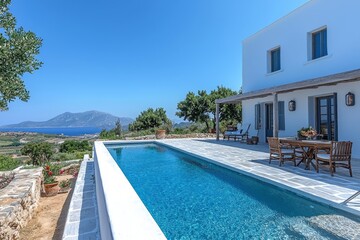 Fototapeta premium Luxury villa with infinity pool overlooking the sea.