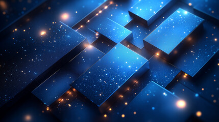 Blue background with lines and shapes, technology style, light blue, high resolution, with geometric elements