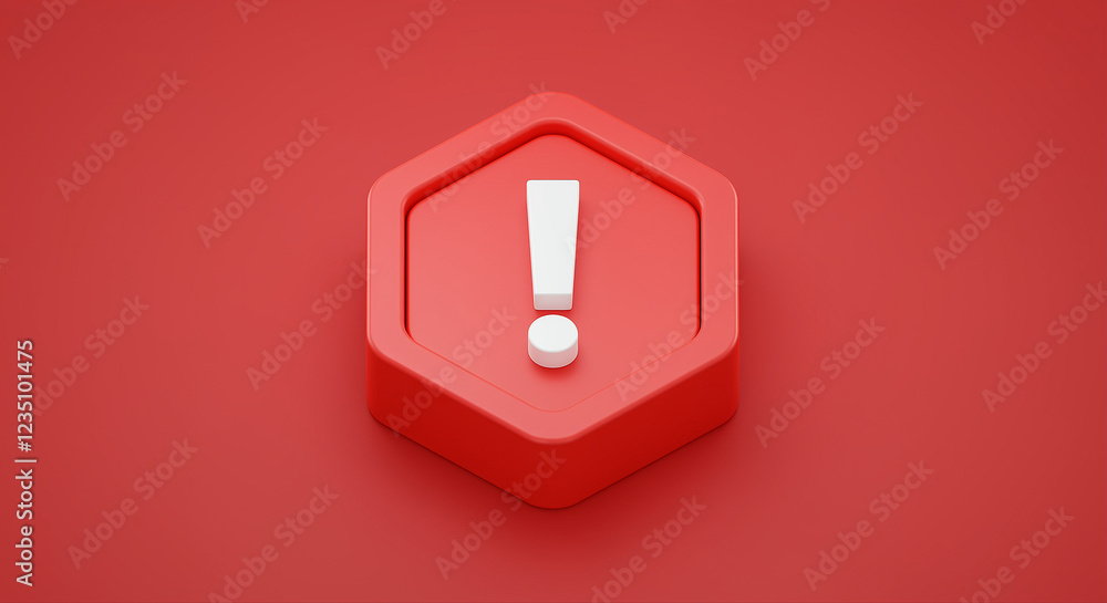 Poster red warning icon with exclamation mark. warning icon graphic design on red background
