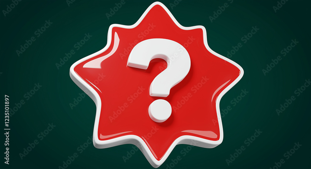 Poster question mark graphic design symbol. white question mark on red background. 3d question mark symbol 