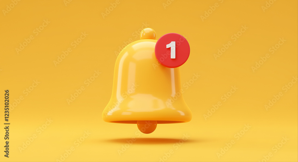 Poster notification bell with notification. notification bell with one notification on red circle. notifica