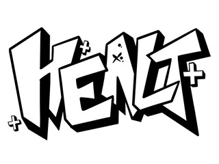 healt digital letter, digital font healt with cool graffiti style and black and white color