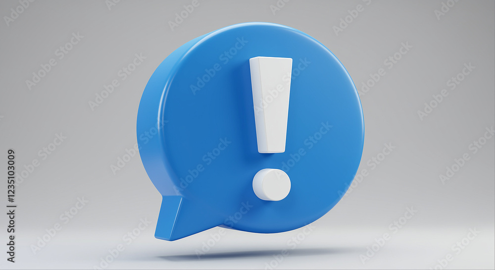 Fototapete exclamation mark in blue speech bubble. white exclamation point in blue 3d speech bubble. graphic de