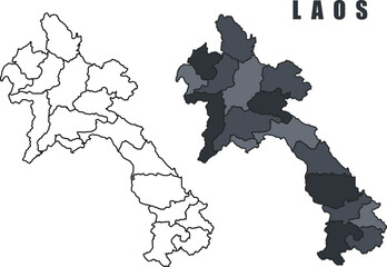 Laos country map simple flat outline vector illustration set