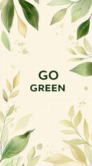 Go Green Watercolor Leaves Frame
