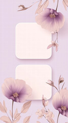 Floral Delight and Note: A tranquil composition of delicate purple flowers gracefully frames a pair of blank, square-shaped notes. Perfect for adding a touch of elegance to your project. 