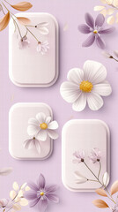 Floral Abstract: A delightful composition featuring delicate blossoms and textured elements on a soft, muted background, evokes a sense of calm and elegance.