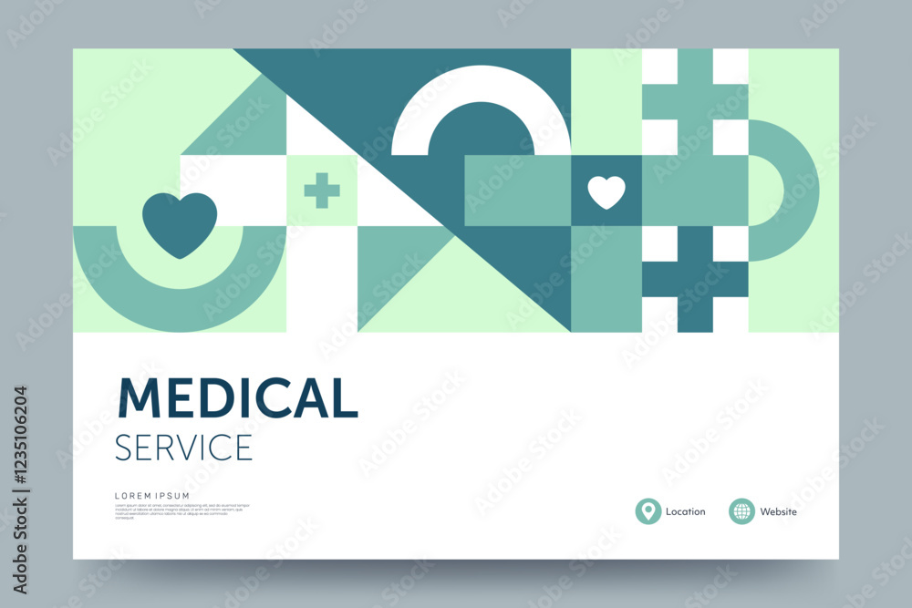 Poster medical and healthcare banner design. medical abstract background with geometric pattern and place f