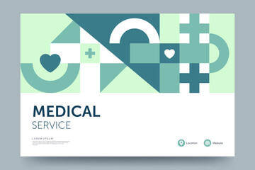 Medical and Healthcare banner design. Medical abstract background with geometric pattern and place for your text. Ideal for social media, poster, ad, print. Vector illustration