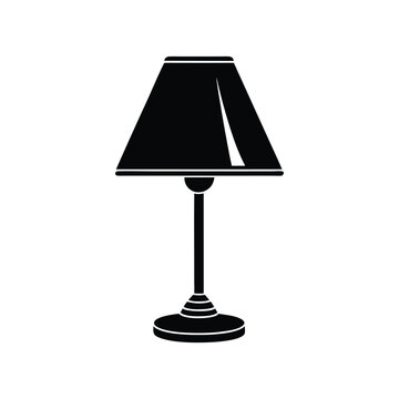 recommend clip art: Flat lamp silhouette vector icon for home lighting, office decor, furniture design, retro and modern table lamps, desk lamps, floor lamps, and night lamps