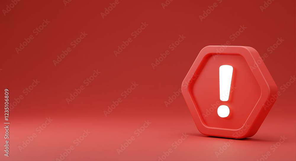 Poster red warning sign with exclamation mark on red background. warning graphic with exclamation mark