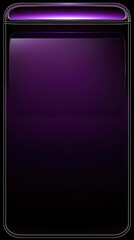 Elegant and Modern Phone Display with Black Frame: Sleek, modern phone or device mockup, featuring a glossy, dark purple screen bordered by a sleek, black frame.
