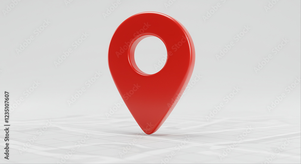 Poster red map marker on a map. map marker is in the center of the image