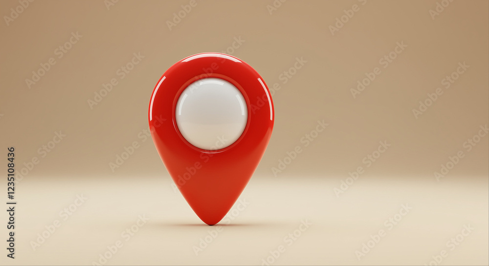 Poster red map pin location marker. map pin is red with white circle in the center