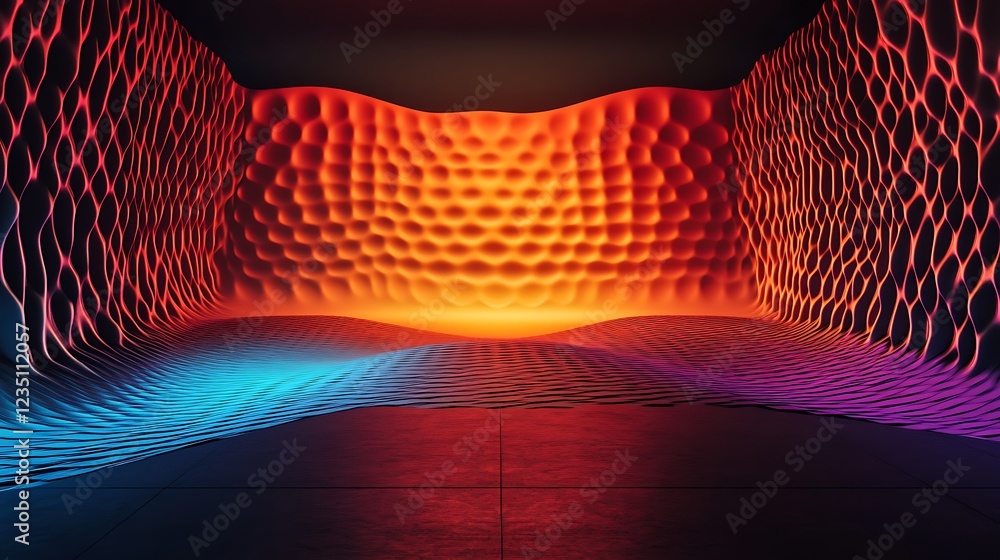 Poster abstract room with dynamic textured walls and floor