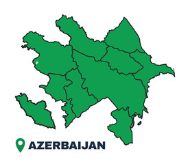 Fototapeta premium Azerbaijan simple flat vector illustration map