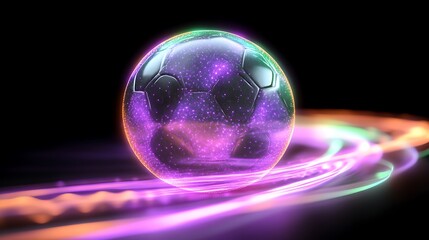 Energetic Glowing Soccer Ball Cosmic Display